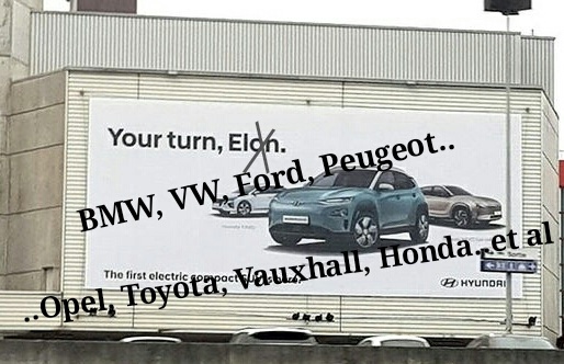 Hyundai-Kona 18600 total vTesla-Elon-Musk 5000 week 