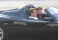 Schwarzenegger at Tesla Roadster launch